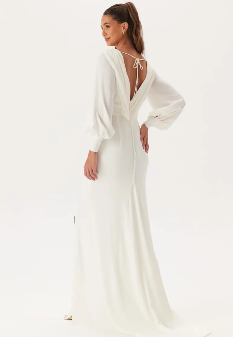 Waterfall Back Satin Wedding Gown