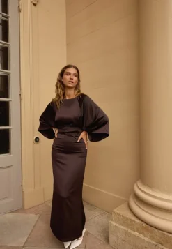 Wide Sleeve Satin Ankle Dress